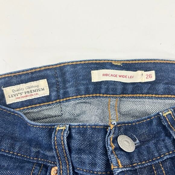 Levi’s Ribcage Wide Leg High Rise Jeans Dark Wash Size 26 - Picture 7 of 7